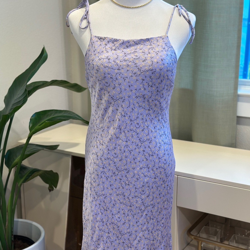 Zara Lavender Floral Mini Dress with Tie Straps